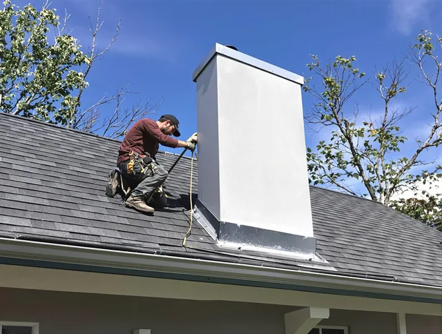 Pembroke Pines Chimney Sweep team member finishing chimney construction in Pembroke Pines, FL