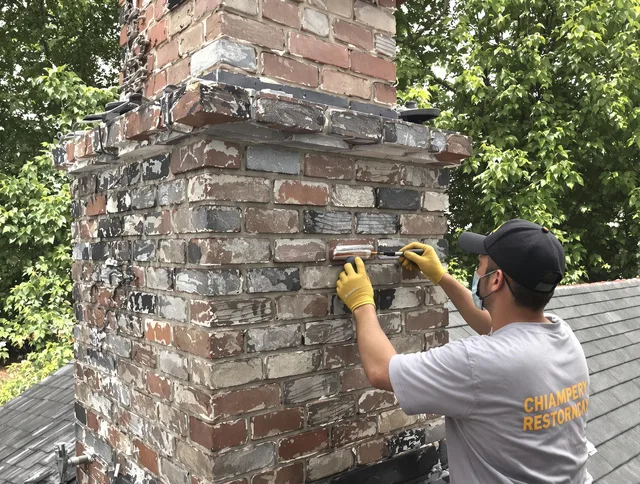 In-progress chimney restoration by Pembroke Pines Chimney Sweep in Pembroke Pines, FL